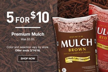 With savings like these, there's no need to wait for a lowes coupon february 2022. . Mulch at lowes 5 for 10